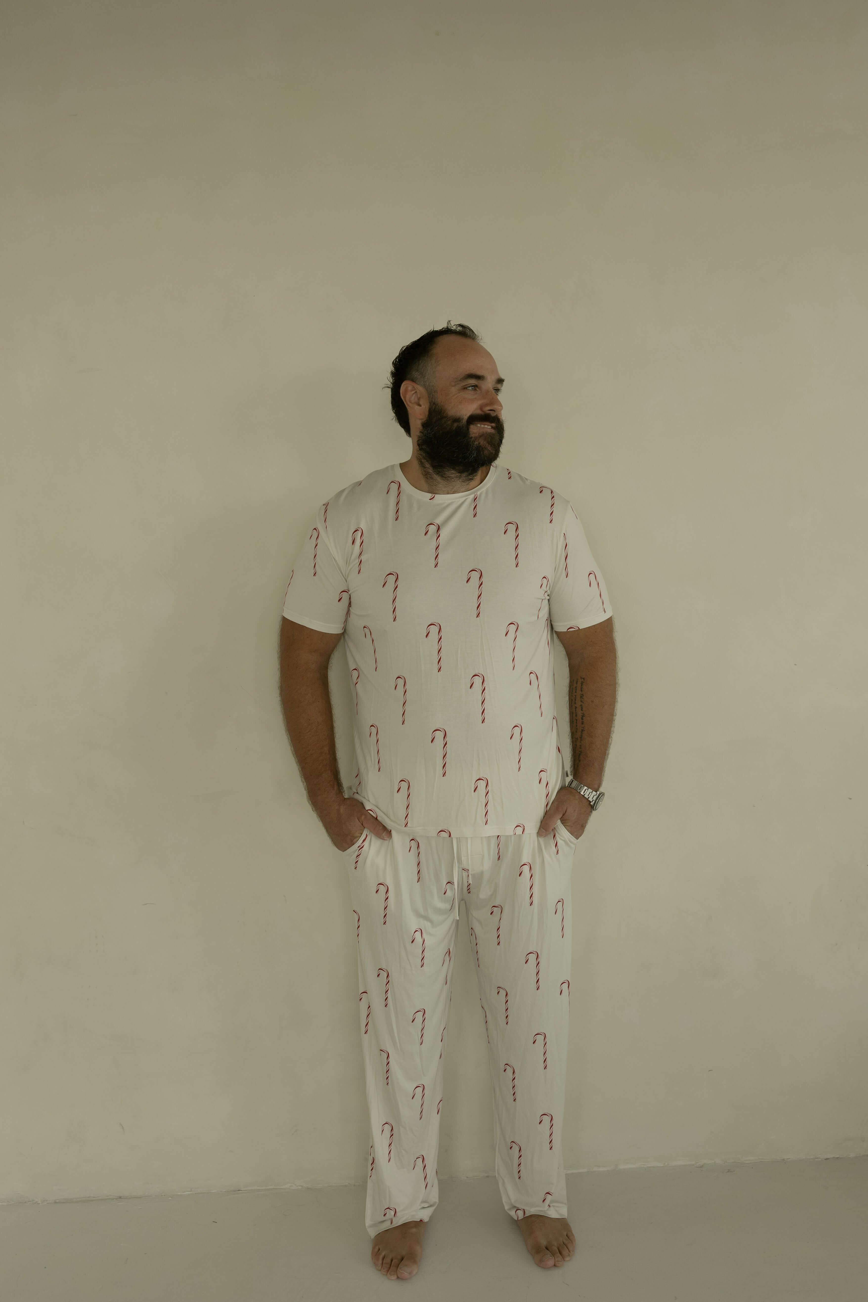 Candy Cane | Men's Short Sleeve Bamboo Pajamas | Milk & Baby