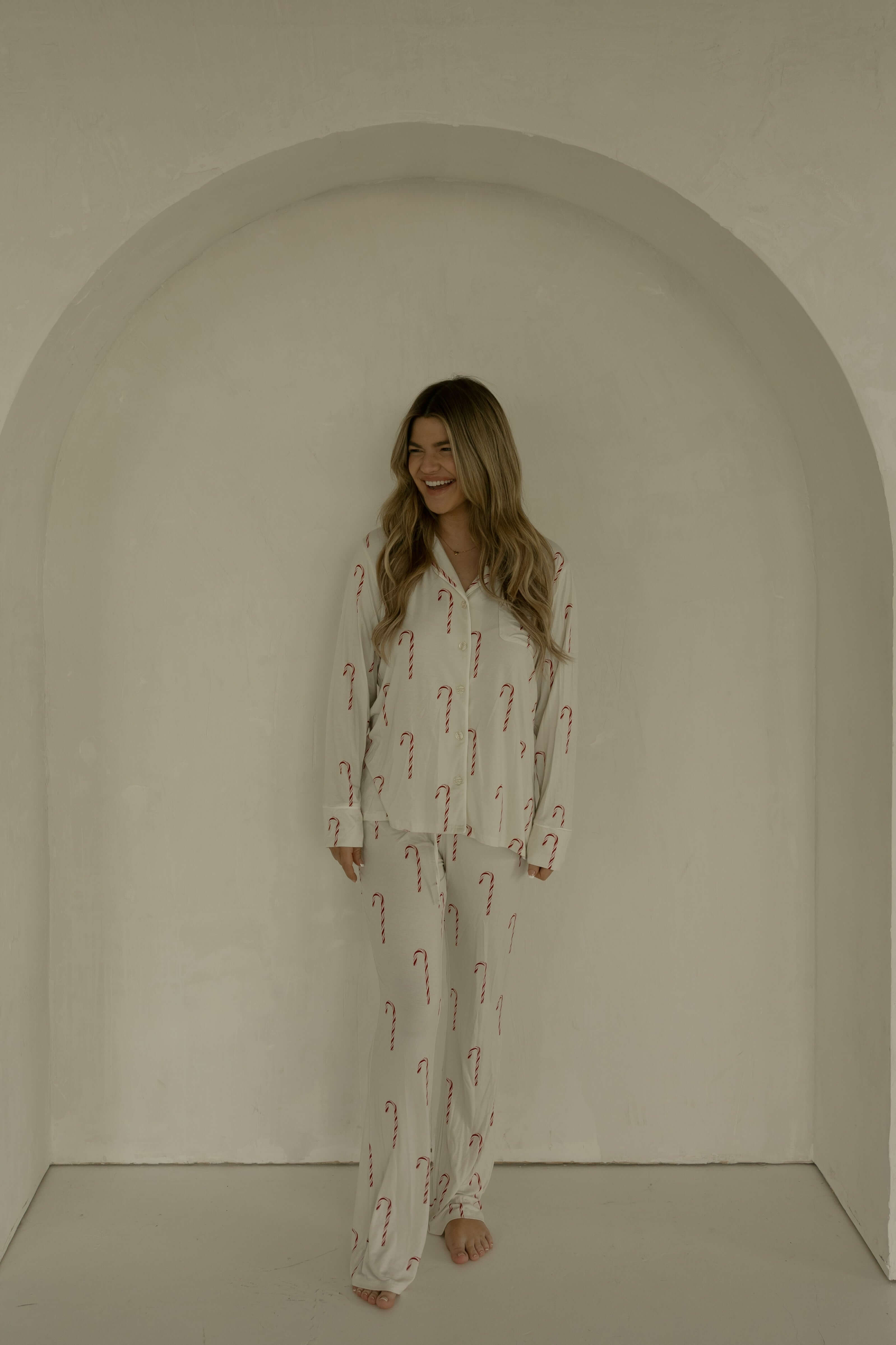 Candy Cane | Long Sleeve Women's Bamboo Pajamas | Milk & Baby