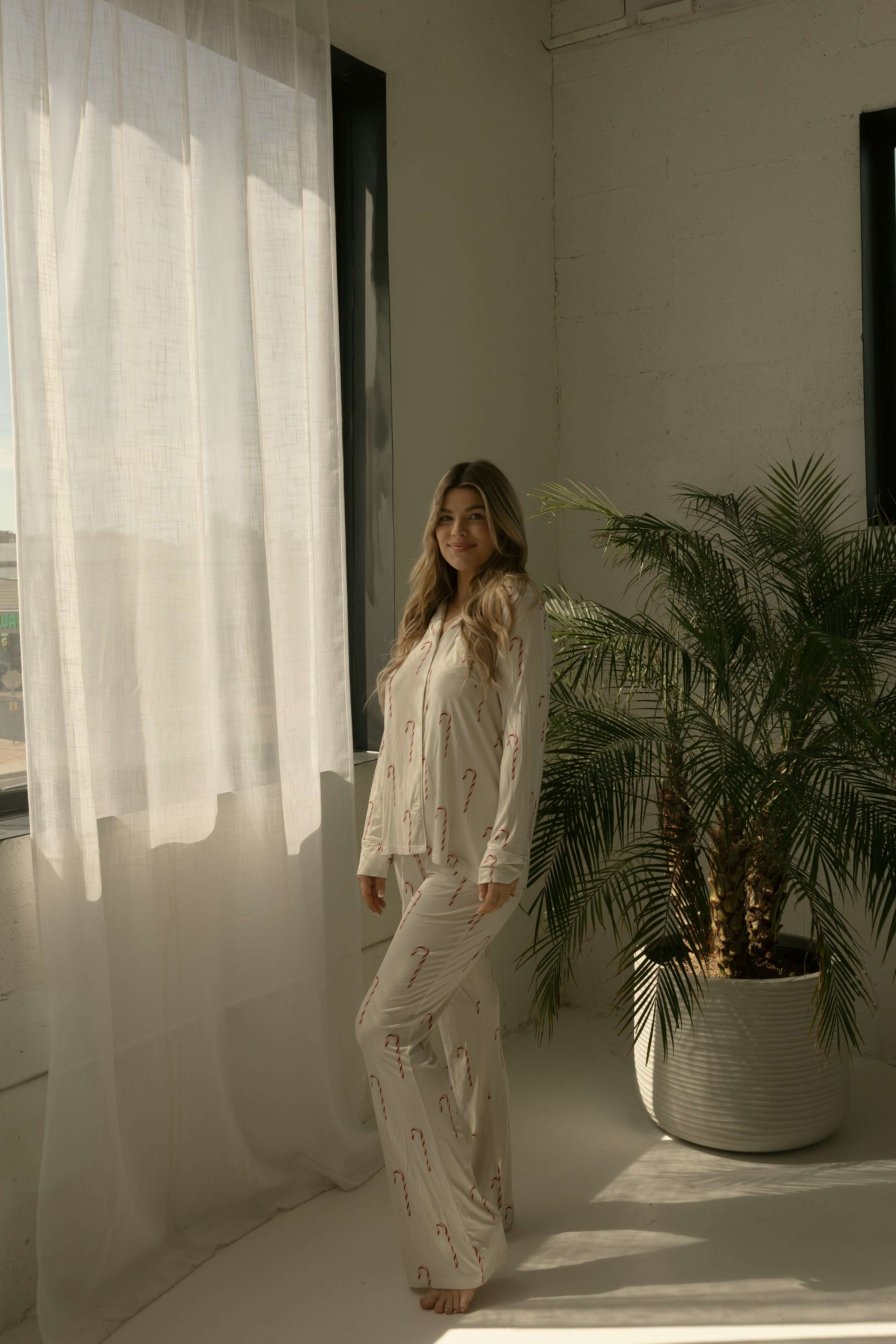 Candy Cane | Long Sleeve Women's Bamboo Pajamas | Milk & Baby