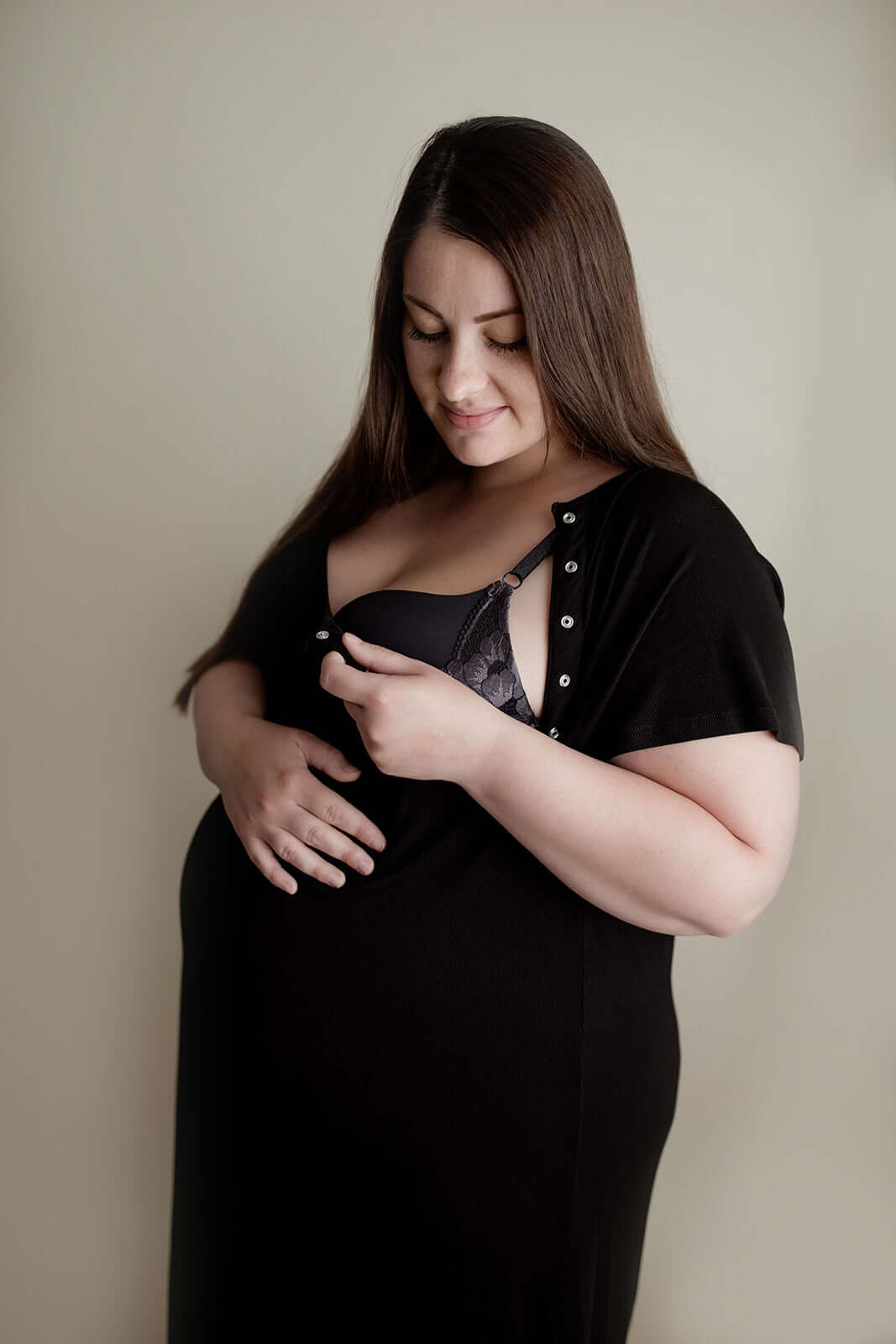 Black Ribbed Labor & Delivery Gown | Milk & Baby