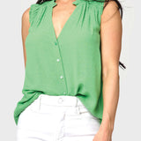 Sleeveless Smocked Yoke Blouse | Milk & Baby