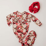 Crimson Bloom Knot Gown | Milk & Baby