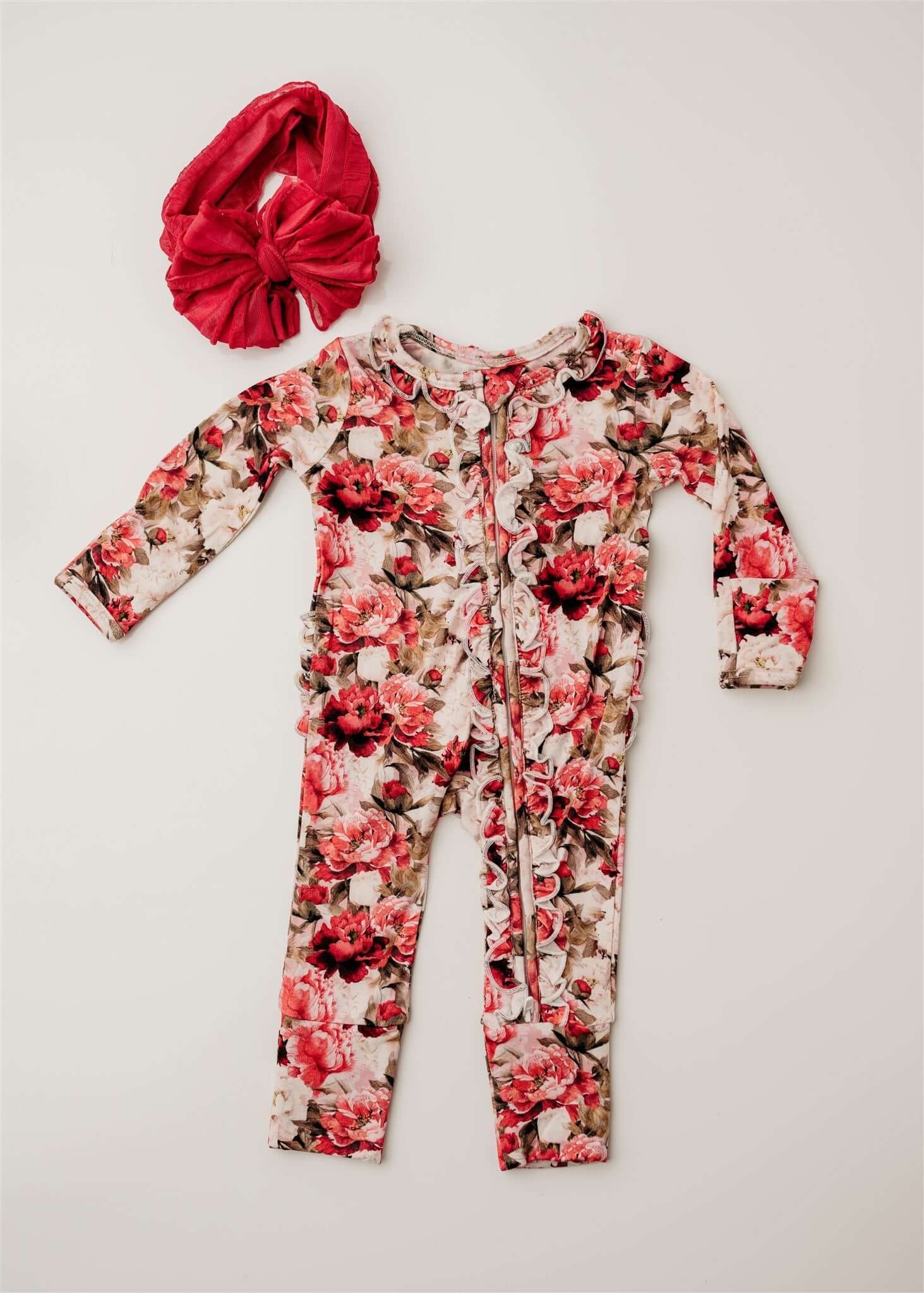 Crimson Bloom Footie | Milk & Baby