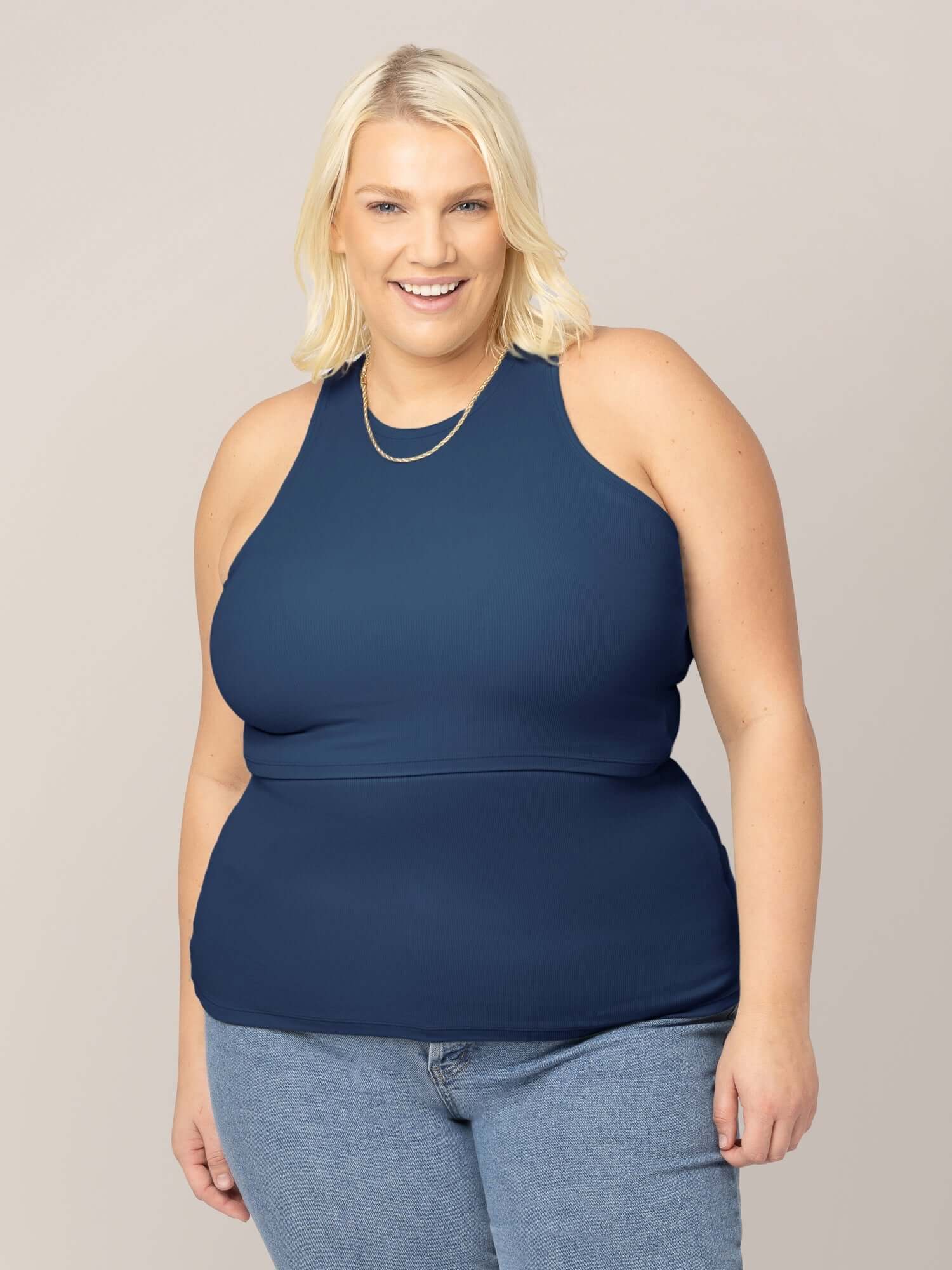 Ribbed Bamboo Racerback Nursing Tank | Navy | Milk & Baby
