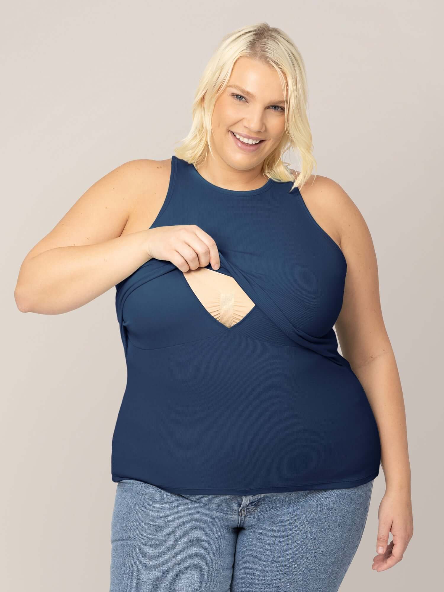 Ribbed Bamboo Racerback Nursing Tank | Navy | Milk & Baby