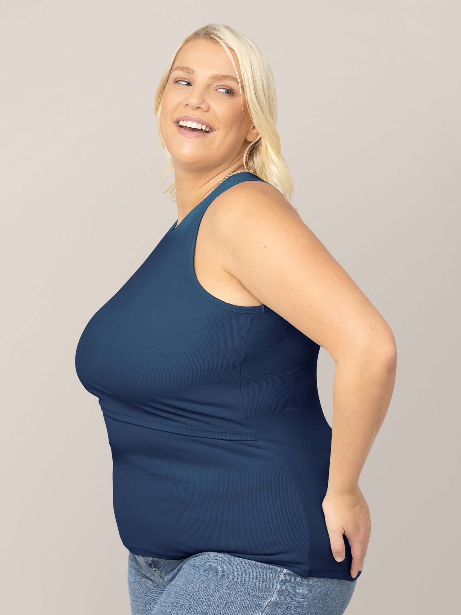 Ribbed Bamboo Racerback Nursing Tank | Navy | Milk & Baby