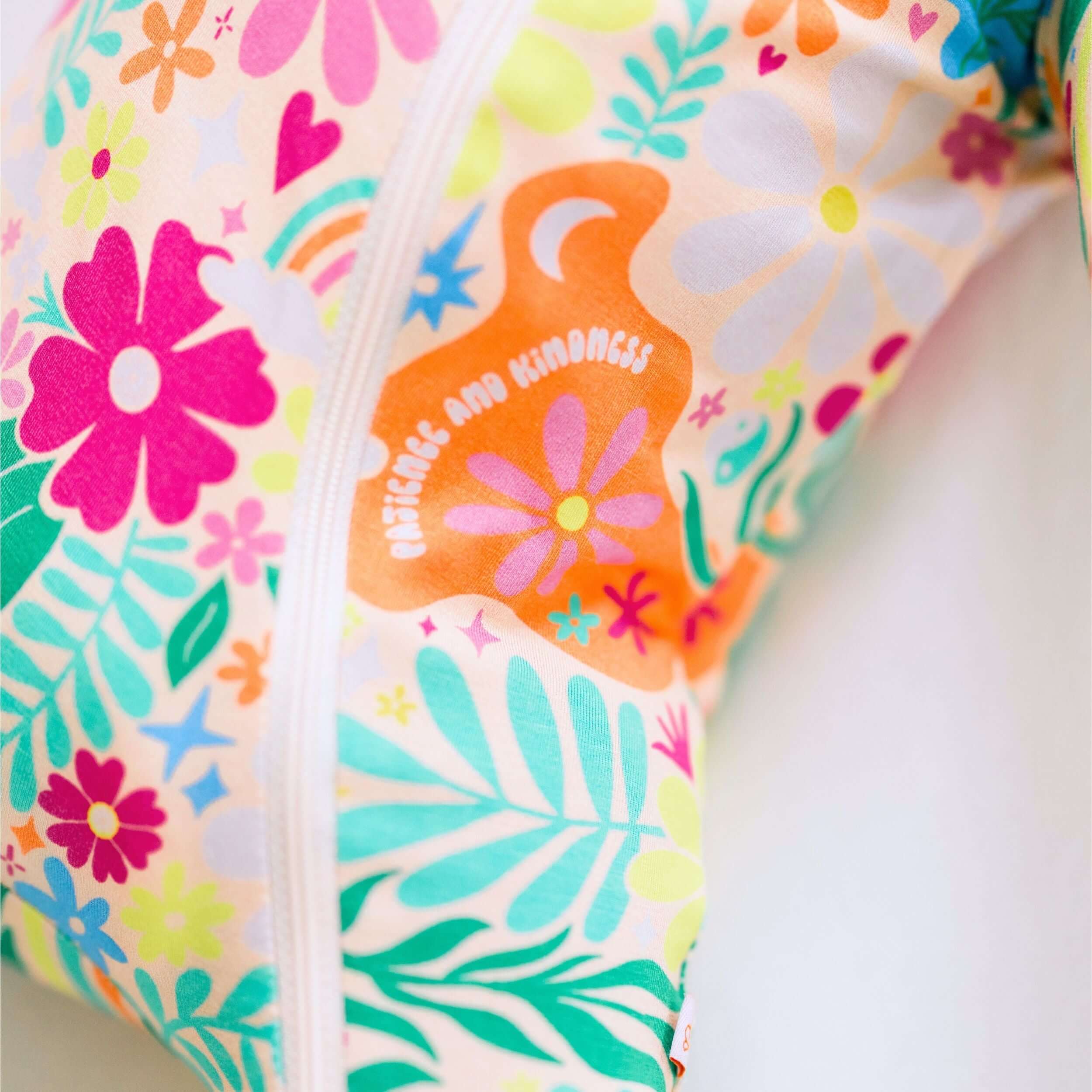 Rainbow Daisy Babe | Bamboo Footie Onesie Sleeper | "Patience & Kindness" | Milk & Baby