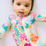 Rainbow Daisy Babe | Bamboo Footie Onesie Sleeper | "Patience & Kindness" | Milk & Baby