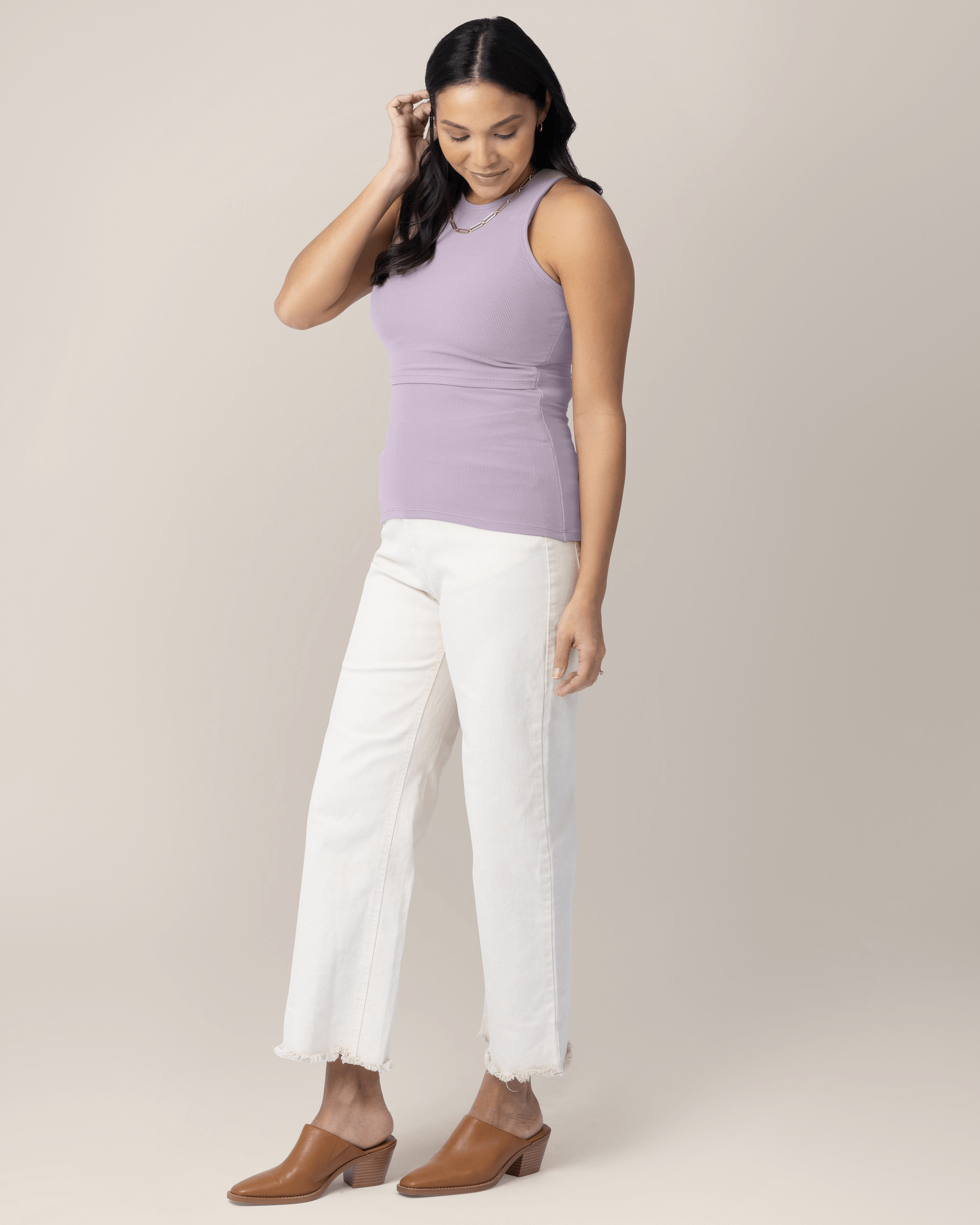 Ribbed Bamboo Racerback Nursing Tank | Lavender Mist | Milk & Baby