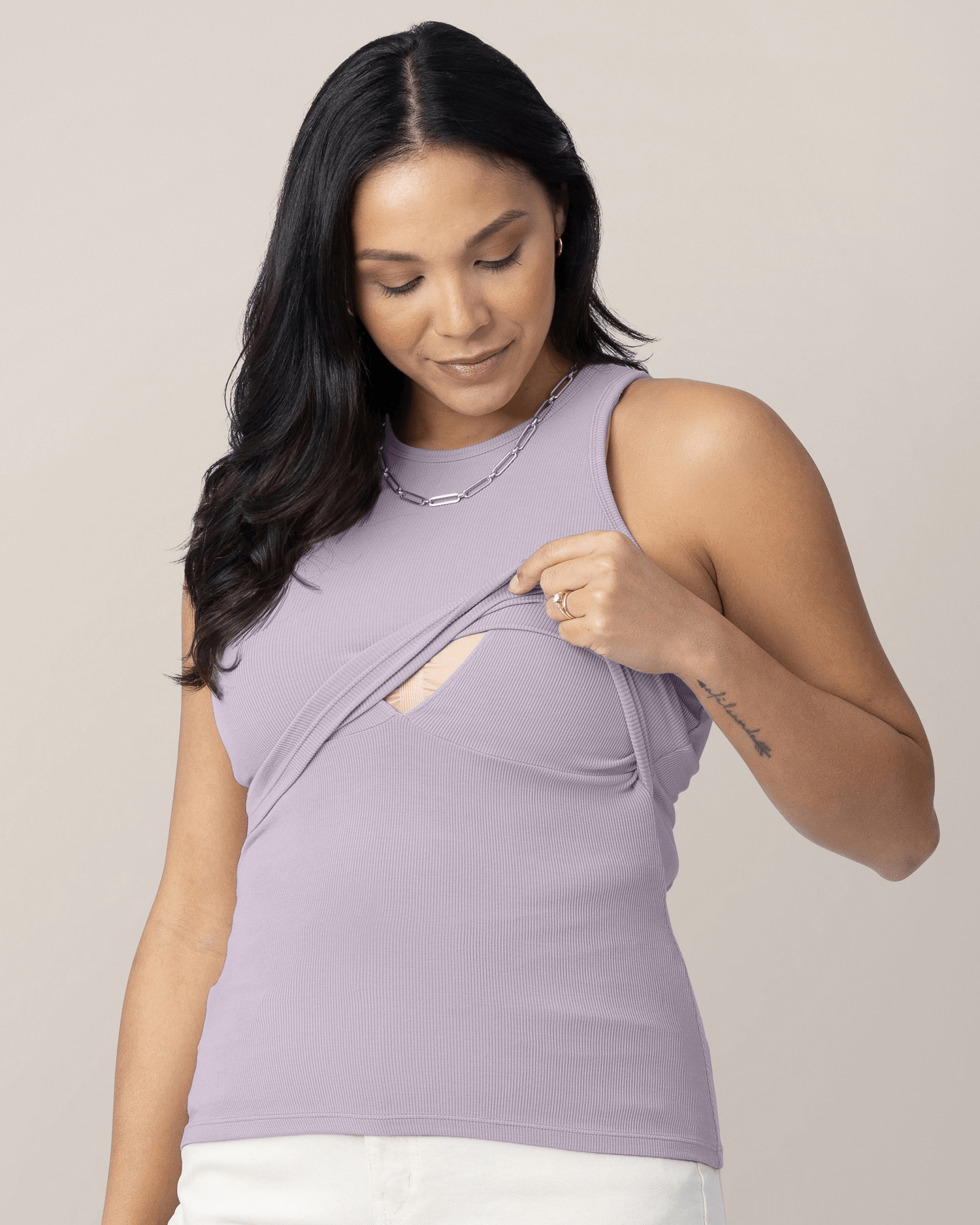 Ribbed Bamboo Racerback Nursing Tank | Lavender Mist | Milk & Baby
