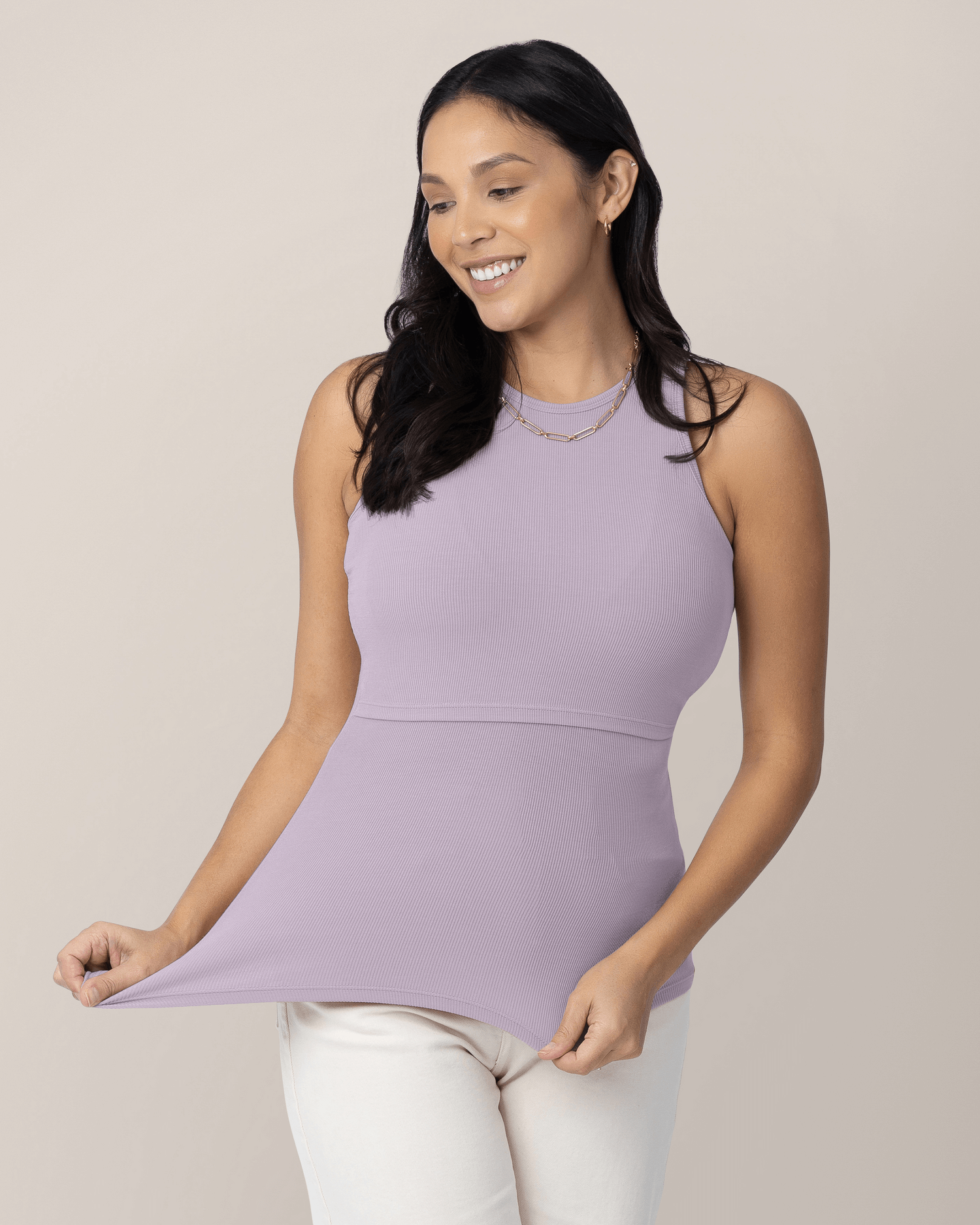 Ribbed Bamboo Racerback Nursing Tank | Lavender Mist | Milk & Baby