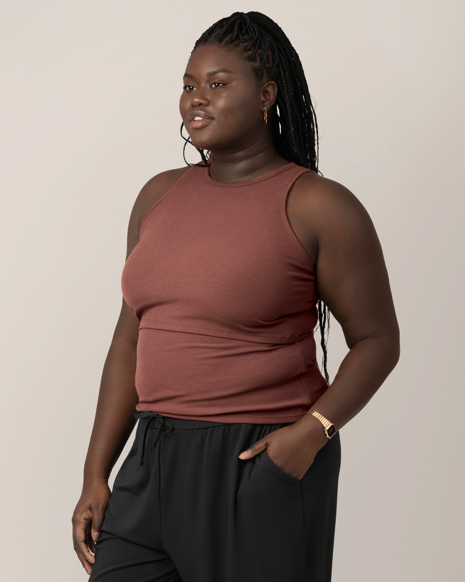 Ribbed Bamboo Racerback Nursing Tank | Redwood | Milk & Baby