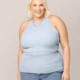 Ribbed Bamboo Racerback Nursing Tank | French Blue | Milk & Baby