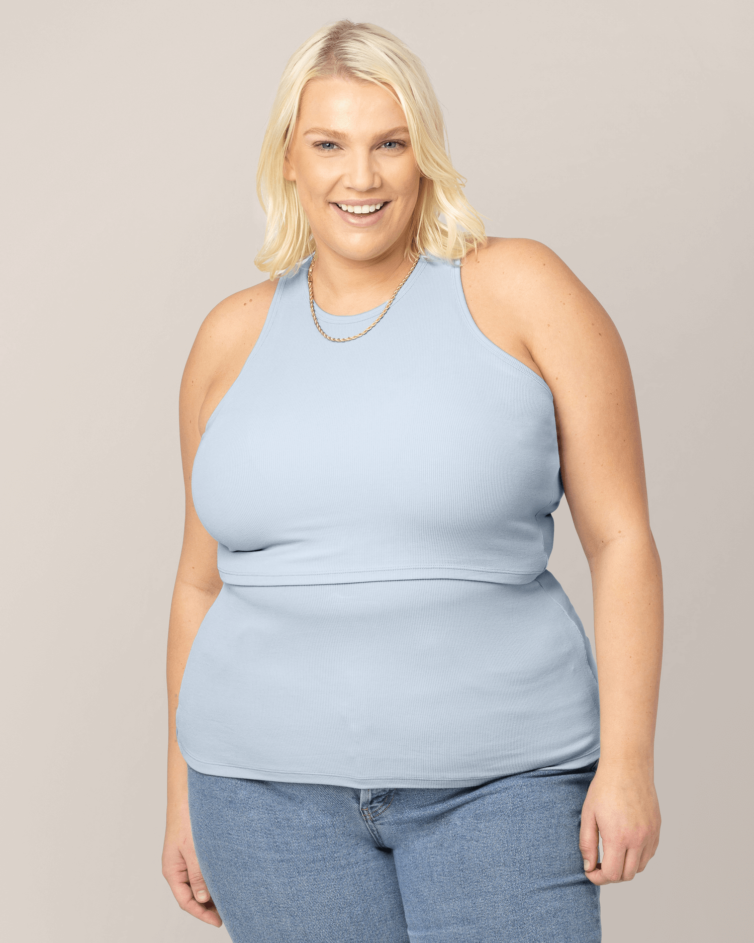 Ribbed Bamboo Racerback Nursing Tank | French Blue | Milk & Baby