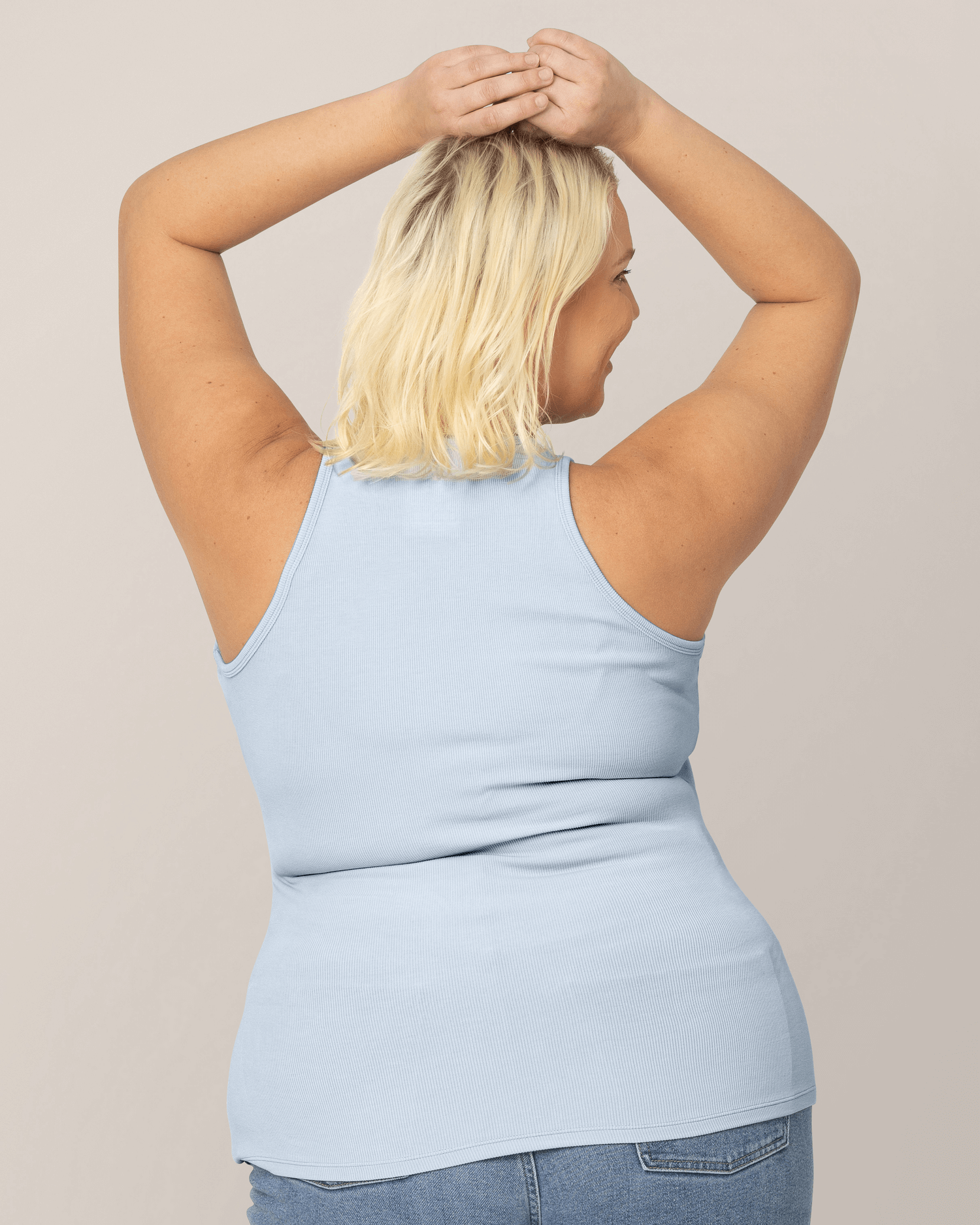 Ribbed Bamboo Racerback Nursing Tank | French Blue | Milk & Baby
