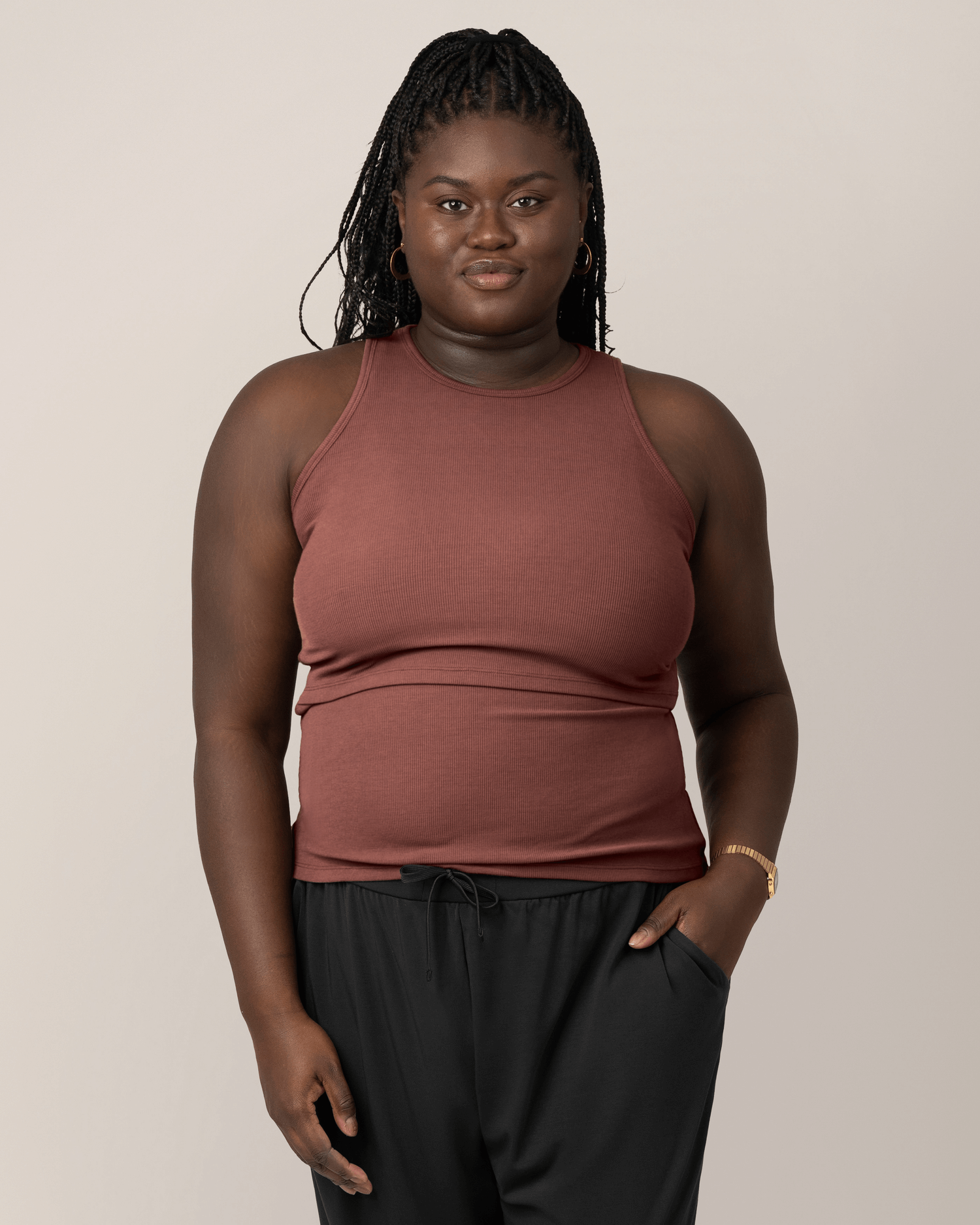 Ribbed Bamboo Racerback Nursing Tank | Redwood | Milk & Baby