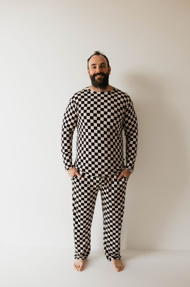 Black Checkerboard | Men's Bamboo Pajamas | Milk & Baby