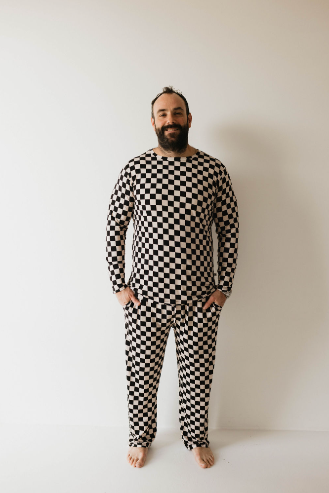 Black Checkerboard | Men's Bamboo Pajamas | Milk & Baby