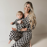 Black Checkerboard | Women's Bamboo Pajamas | Milk & Baby