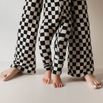 Black Checkerboard | Bamboo Zip Pajamas | Milk & Baby