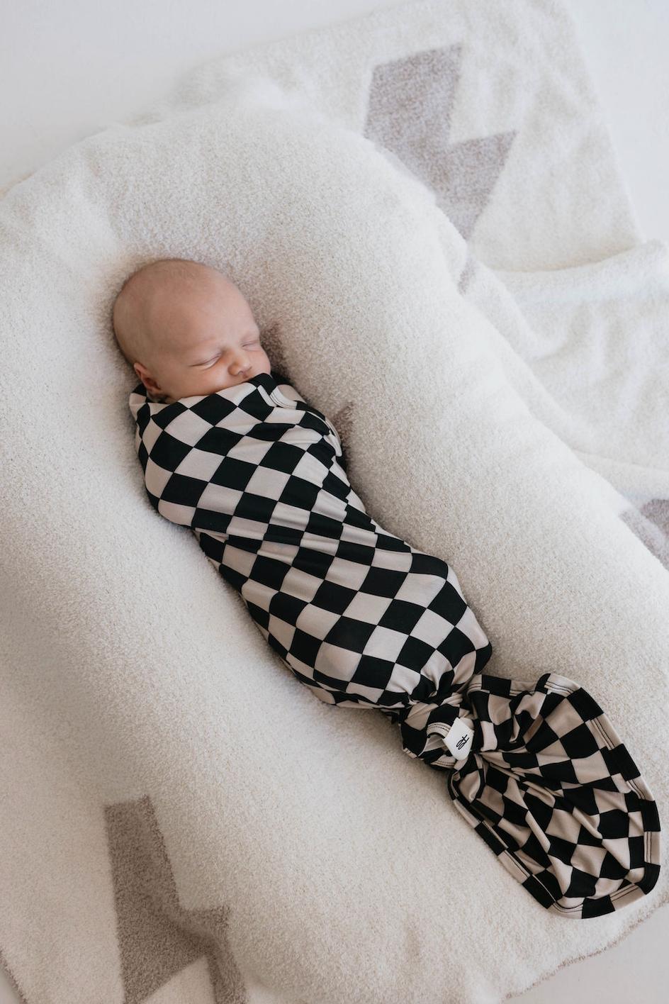 Black Checkerboard | Bamboo Swaddle | Milk & Baby