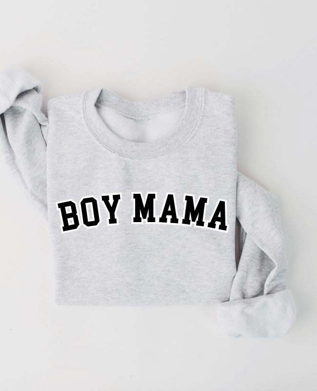 Boy Mama Varsity Outline Pullover | Milk & Baby