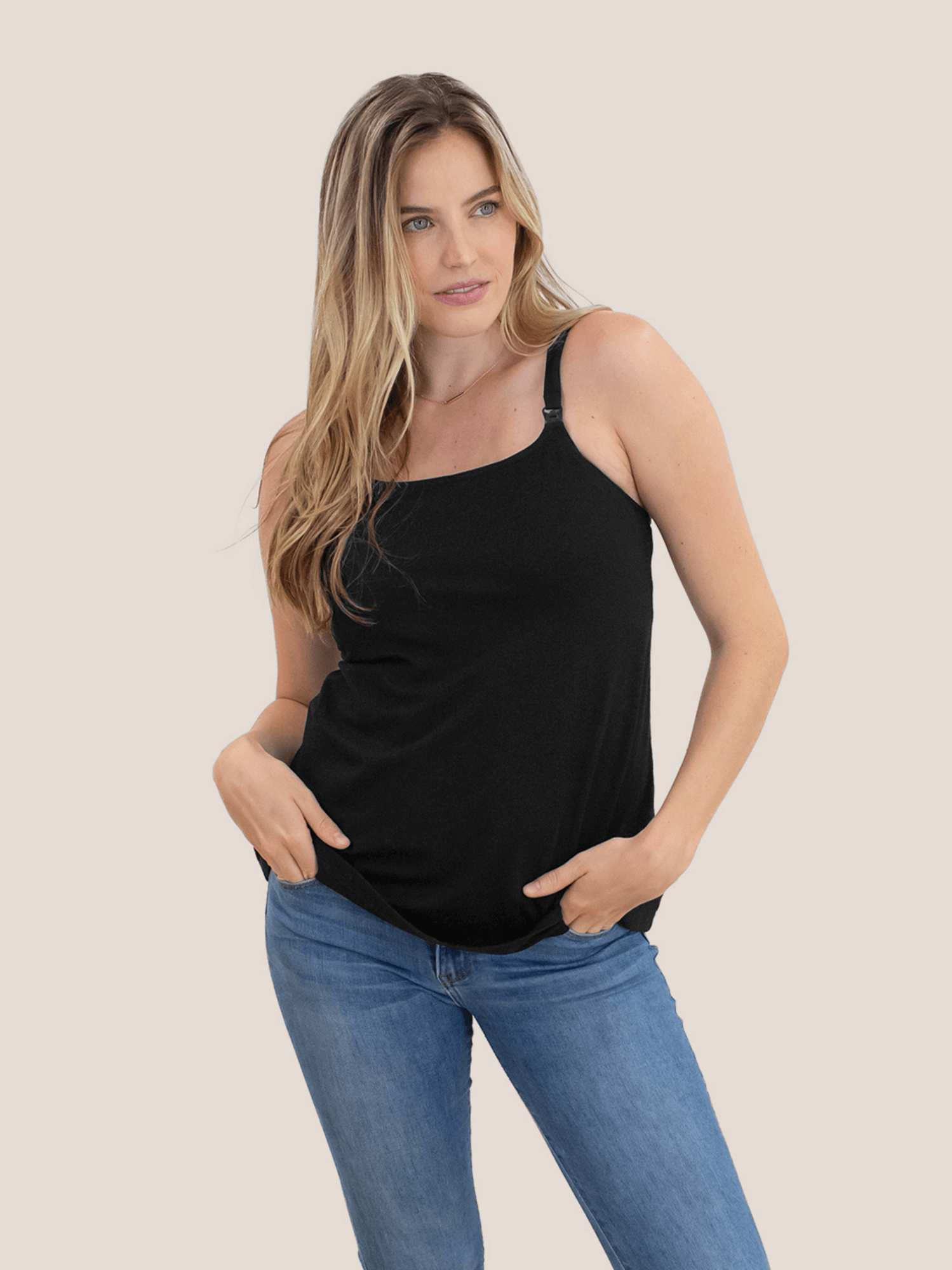 Signature Cotton Maternity & Nursing Tank | Black | Milk & Baby