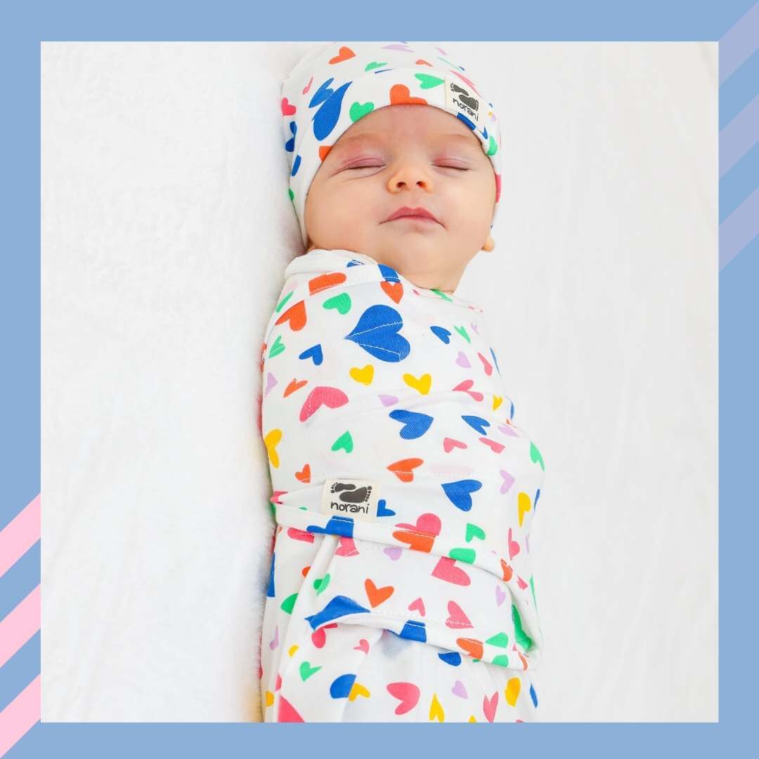 Snugababe Swaddle™ Sleep Pod | Colorful Hearts | Milk & Baby
