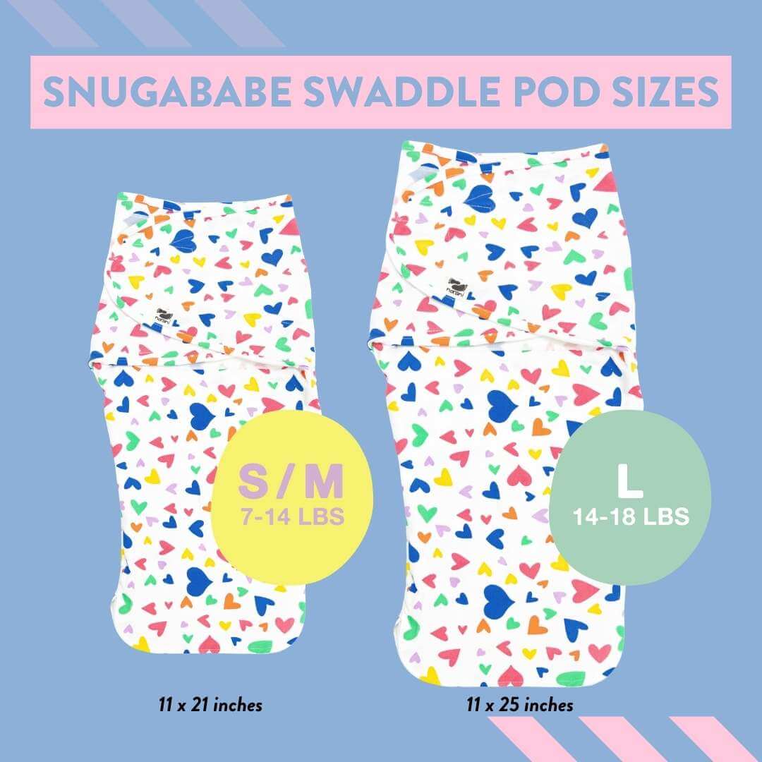 Snugababe Swaddle™ Sleep Pod | Colorful Hearts | Milk & Baby