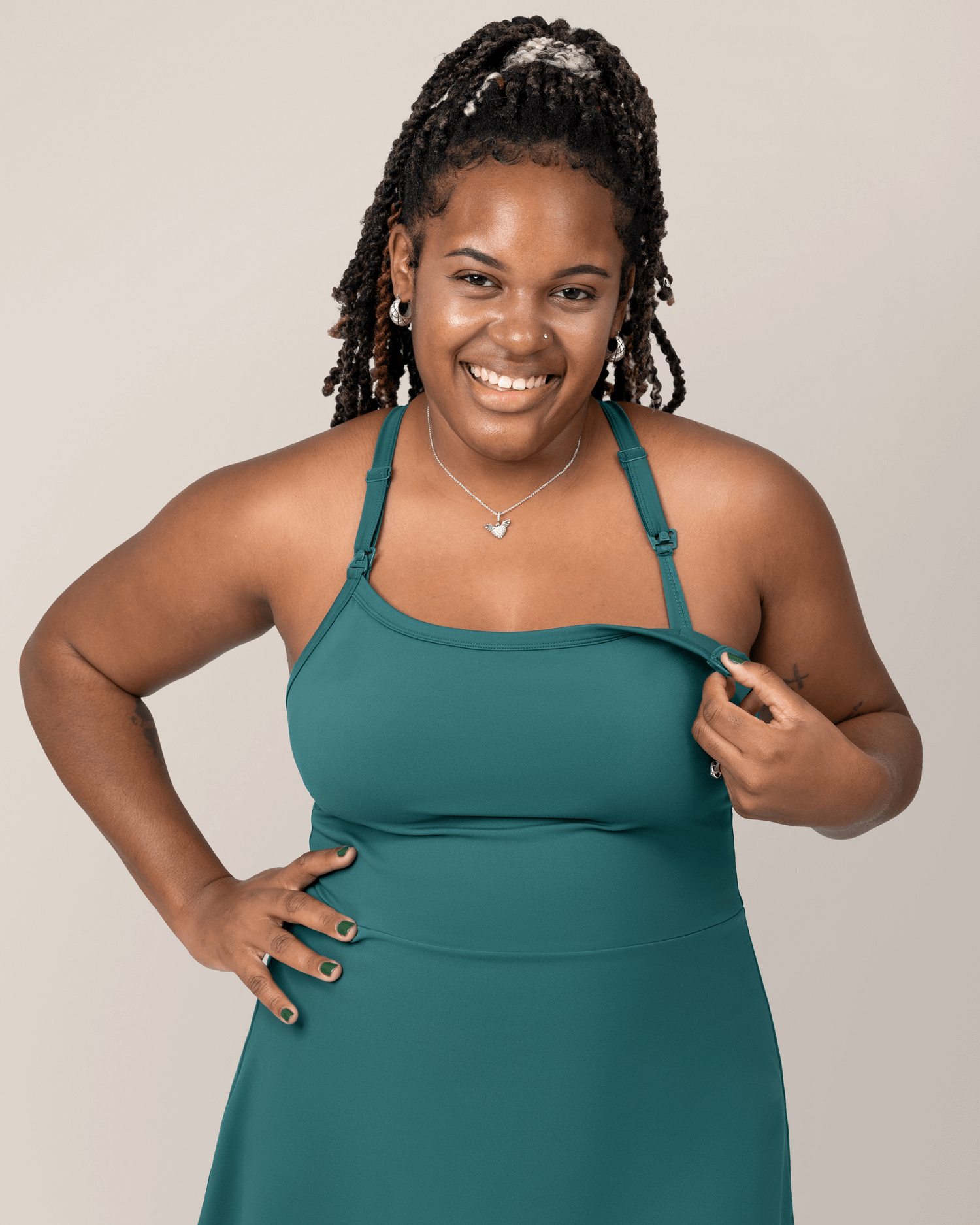 Stevie Active Racerback Nursing Dress | Teal | Milk & Baby