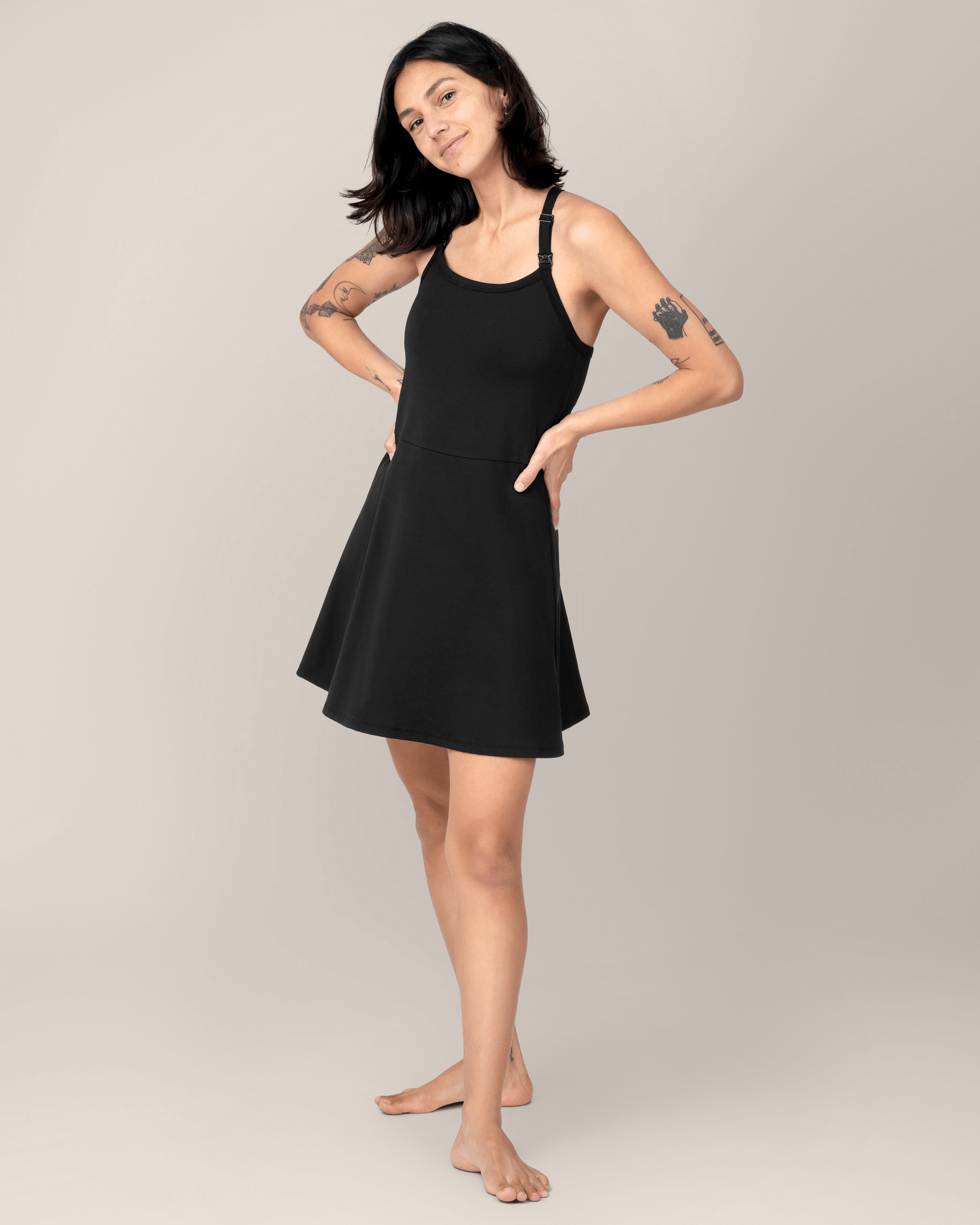Stevie Active Racerback Nursing Dress | Black | Milk & Baby