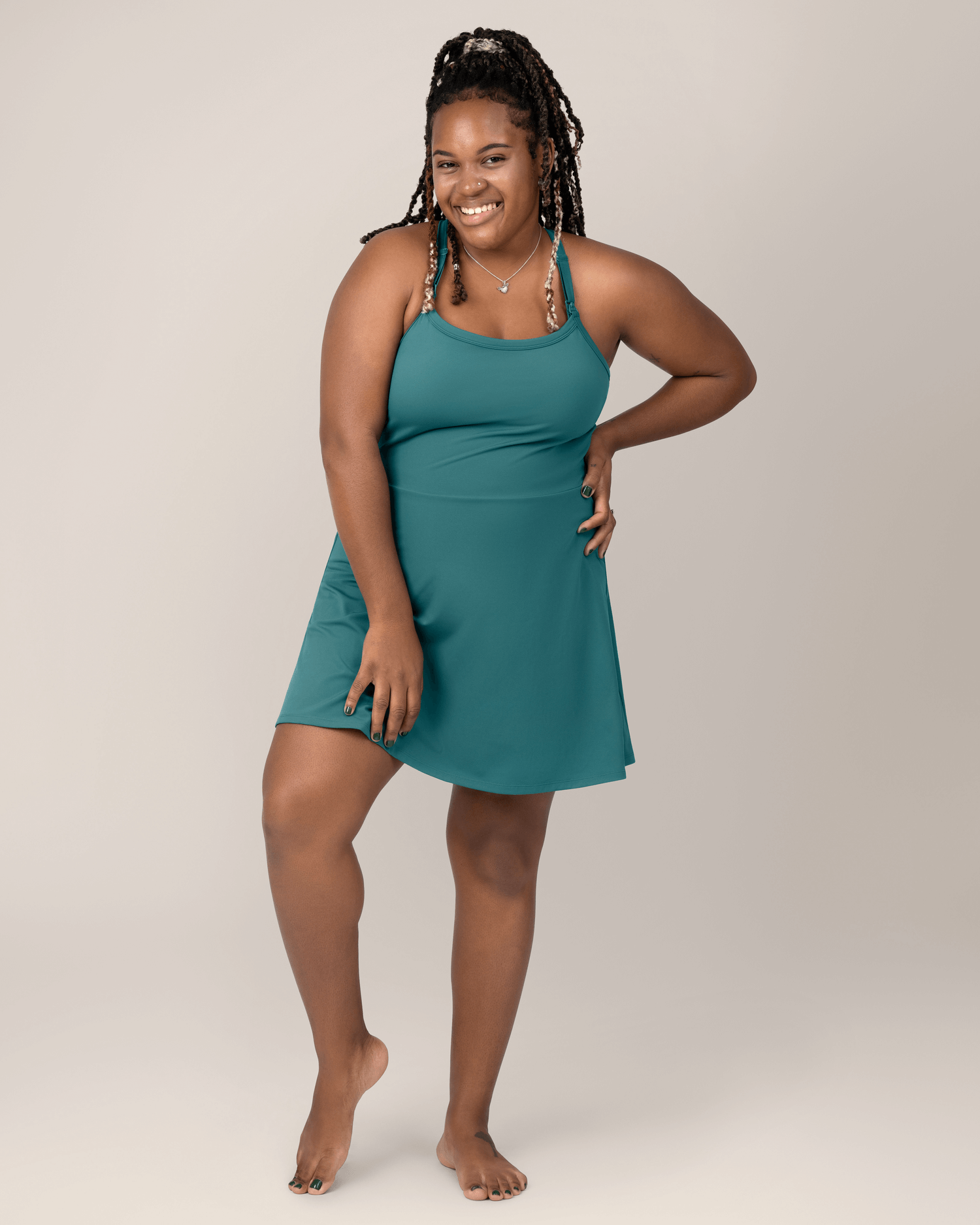 Stevie Active Racerback Nursing Dress | Teal | Milk & Baby
