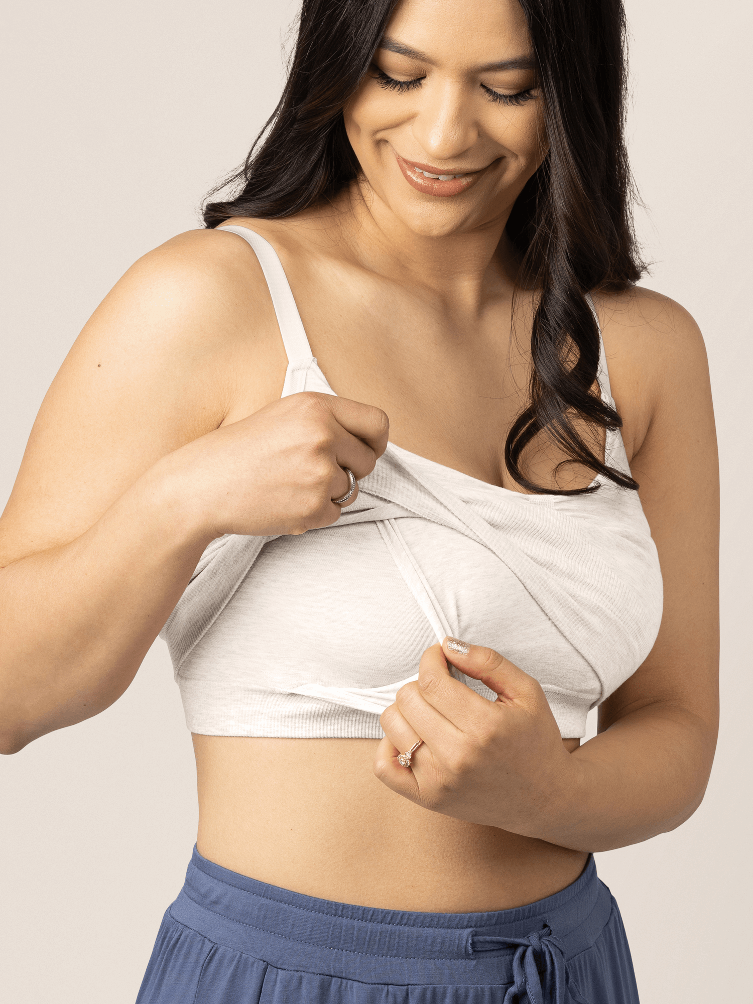 Sublime® Bamboo Hands-Free Pumping Lounge & Sleep Bra | Oatmeal Heather | Milk & Baby