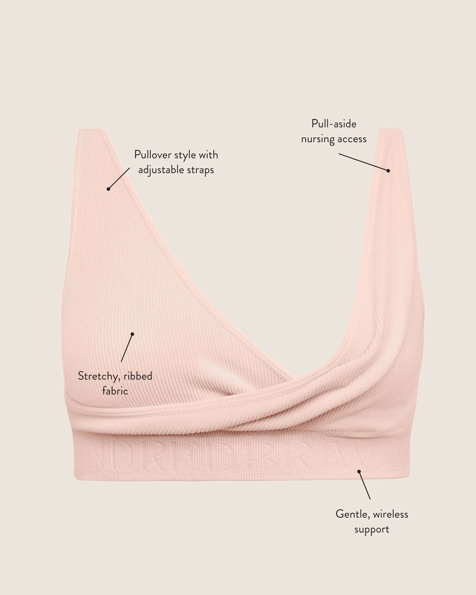 Sublime® Adjustable Crossover Nursing & Lounge Bra | Soft Pink | Milk & Baby