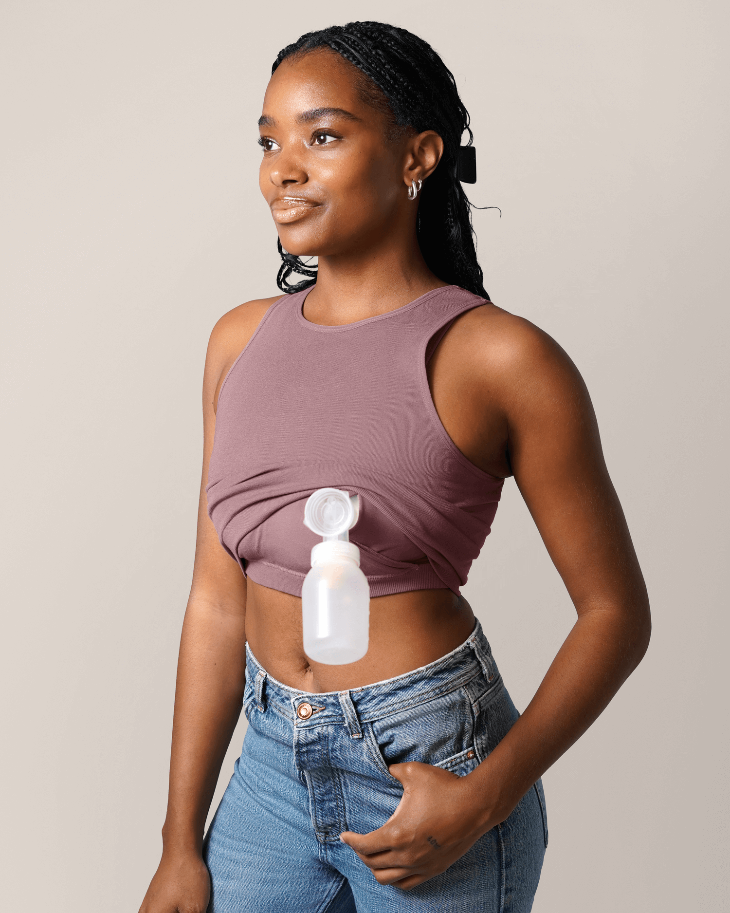 Sublime® Bamboo Hands-Free Pumping Longline Bra Top | Twilight | Milk & Baby