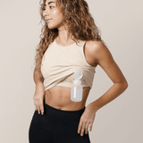 Sublime® Bamboo Hands-Free Pumping Longline Bra Top | Oatmeal Heather | Milk & Baby