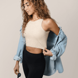 Sublime® Bamboo Hands-Free Pumping Longline Bra Top | Oatmeal Heather | Milk & Baby