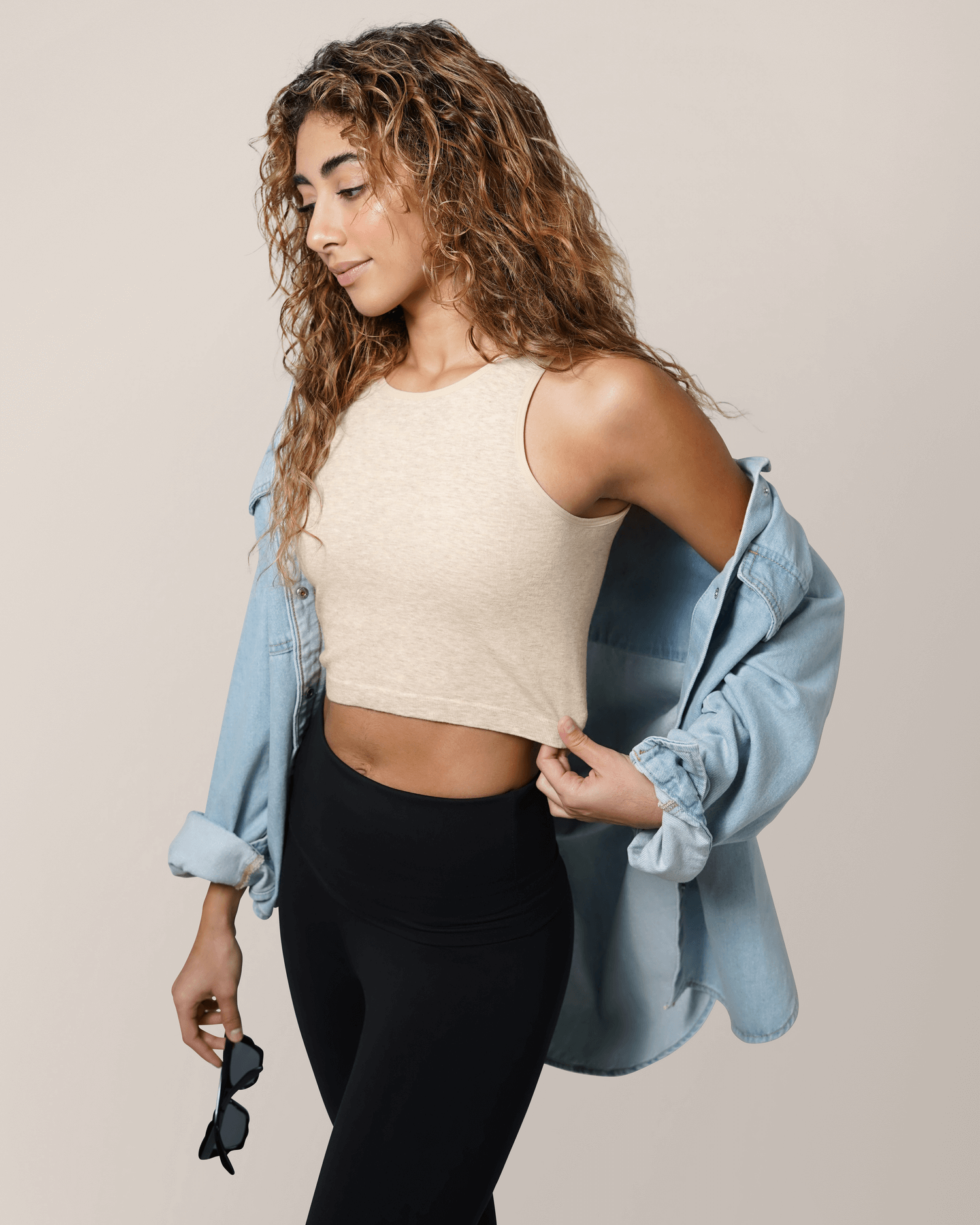 Sublime® Bamboo Hands-Free Pumping Longline Bra Top | Oatmeal Heather | Milk & Baby