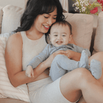 Sublime® Bamboo Maternity & Postpartum Bike Short | Oatmeal Heather | Milk & Baby