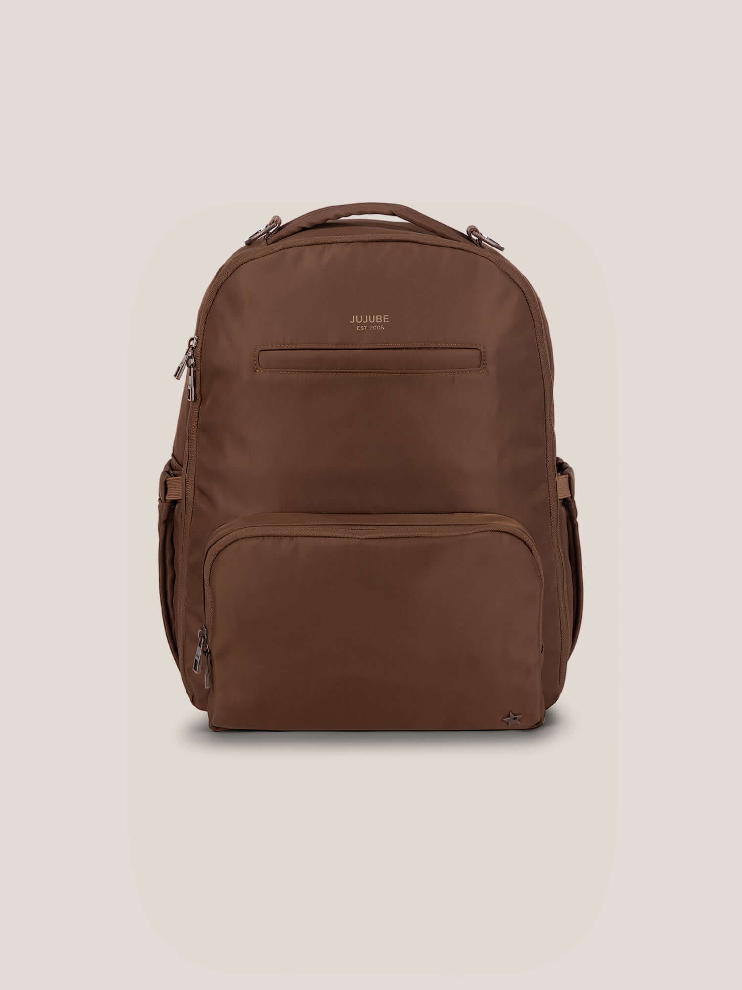 brown leather baby backpack JuJuBe Classic Diaper Backpack