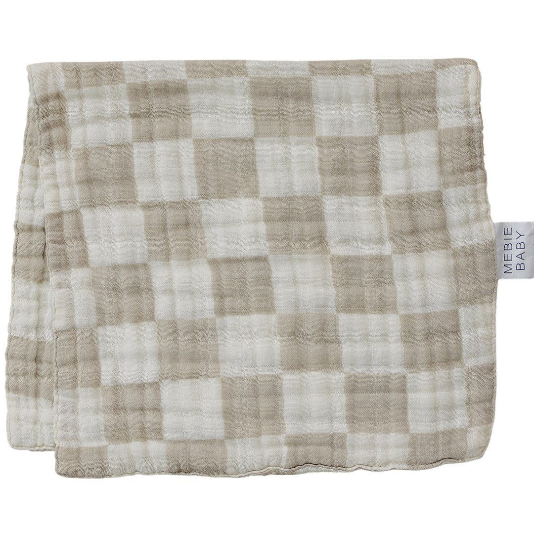 Taupe Checkered Muslin Burp Cloth | Milk & Baby