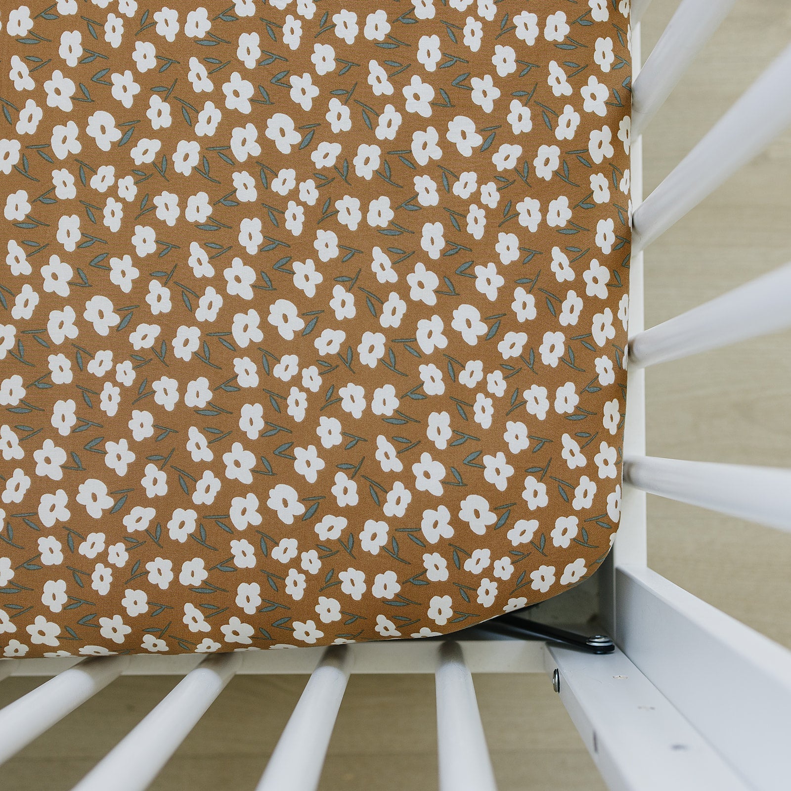 Mustard Floral Bamboo Stretch Crib Sheet | Milk & Baby
