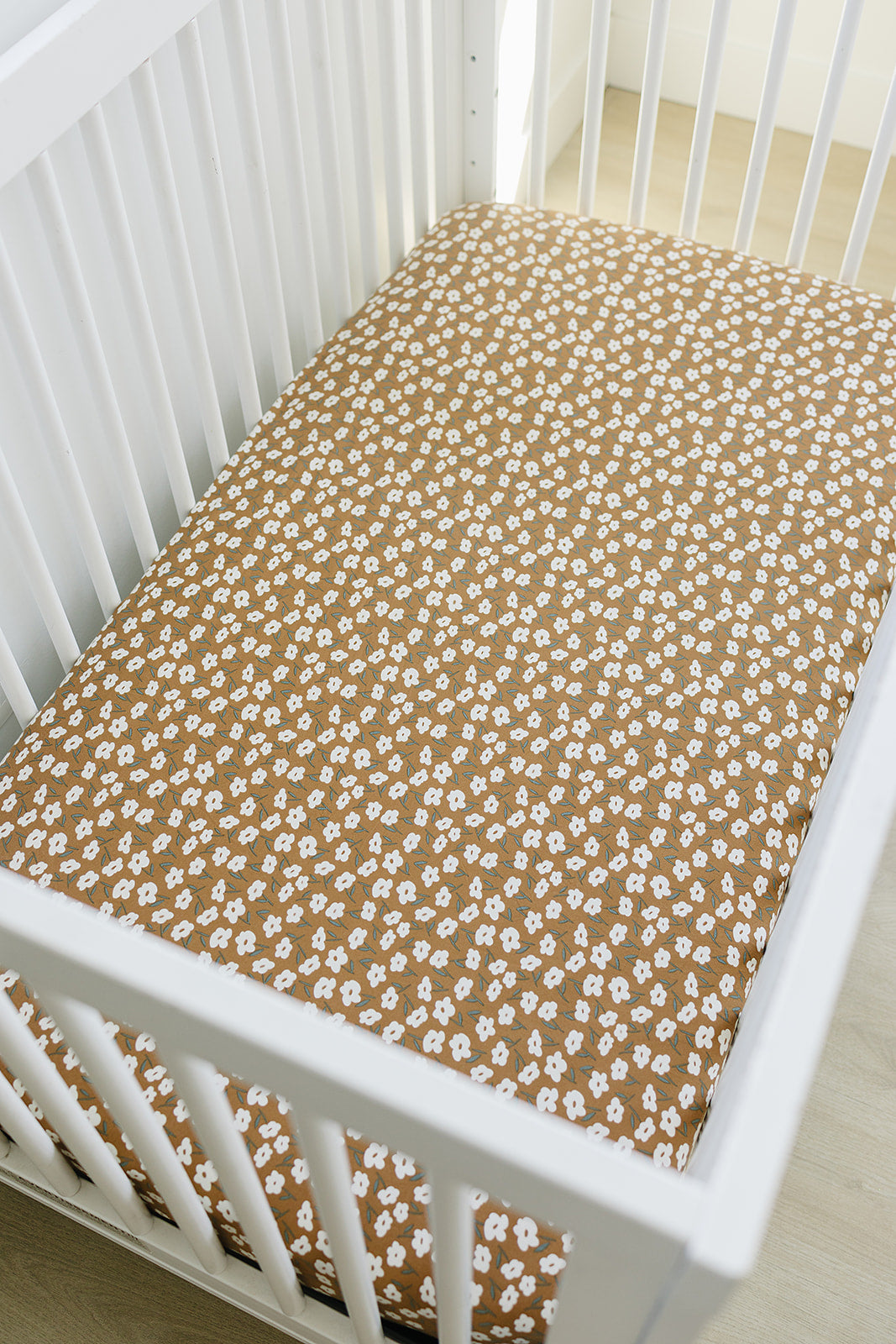 Mustard Floral Bamboo Stretch Crib Sheet | Milk & Baby