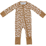Mustard Floral Ribbed Bamboo Zipper | Milk & Baby