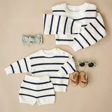 Navy Stripe Knit Shorts | Milk & Baby