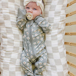 Light Green Daisy Bamboo Zipper | Milk & Baby