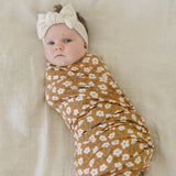 Mustard Floral Bamboo Stretch Swaddle | Milk & Baby