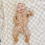 Mustard Floral Ribbed Bamboo Zipper | Milk & Baby