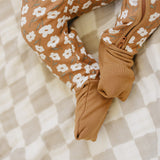 Mustard Floral Ribbed Bamboo Zipper | Milk & Baby