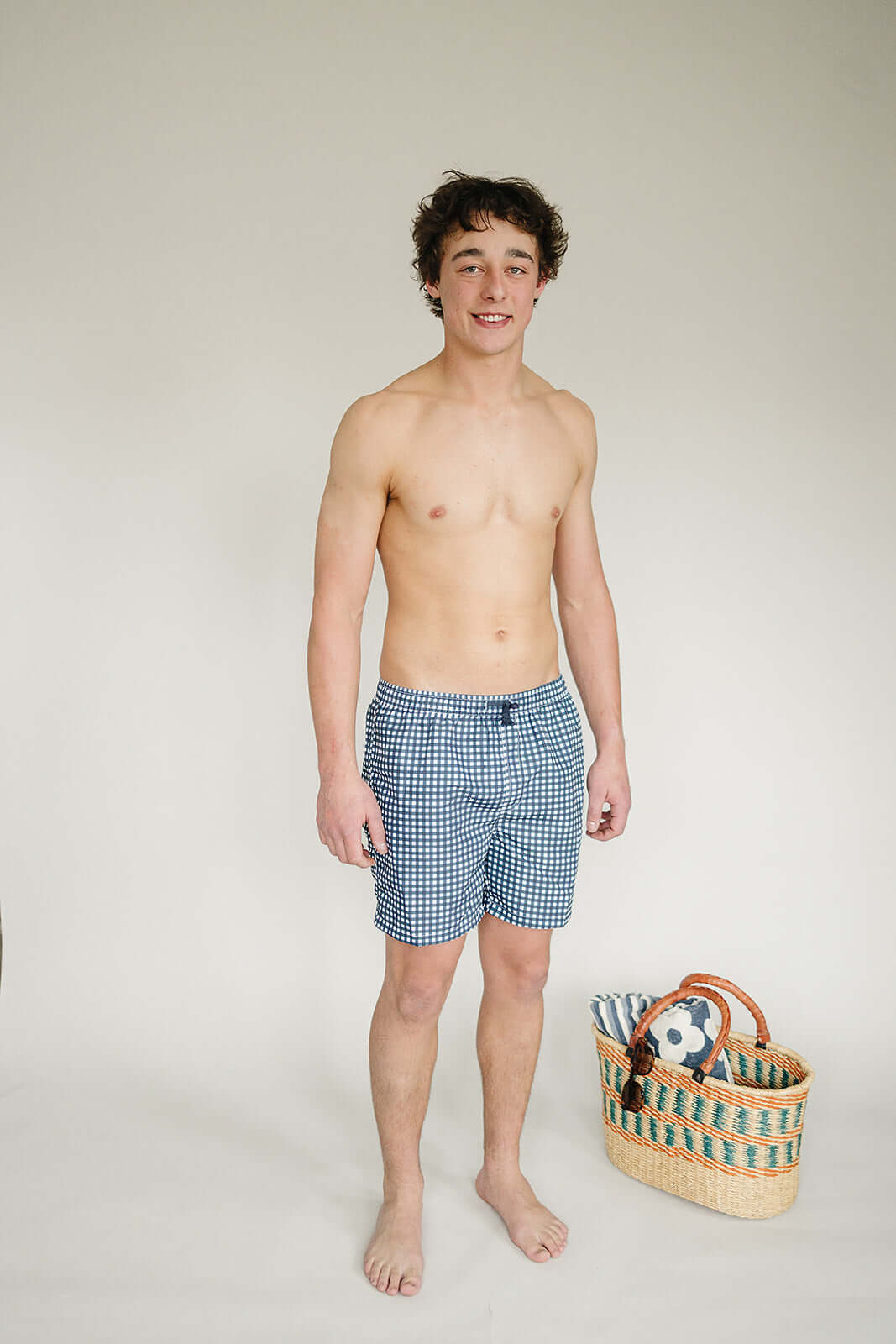 Navy Gingham Adult Men's Swim Shorts | Milk & Baby